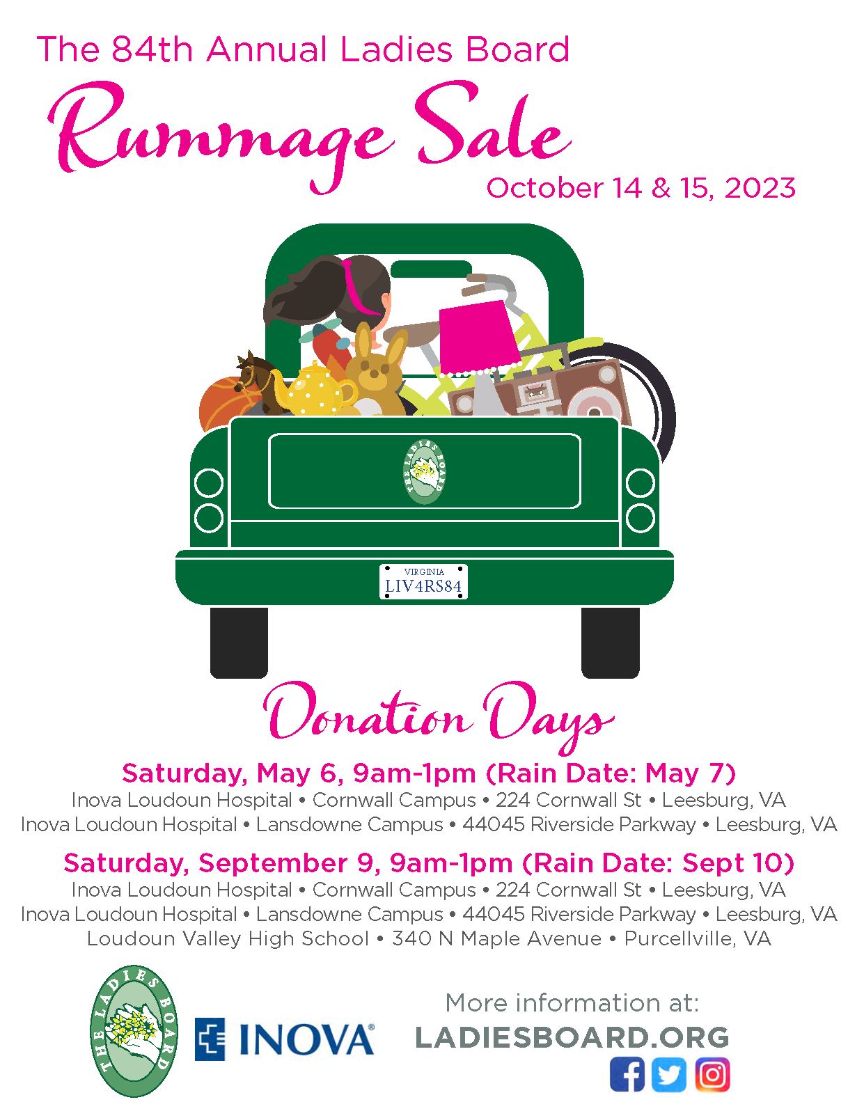 2023 Ladies Board Rummage Sale and Donation Poster