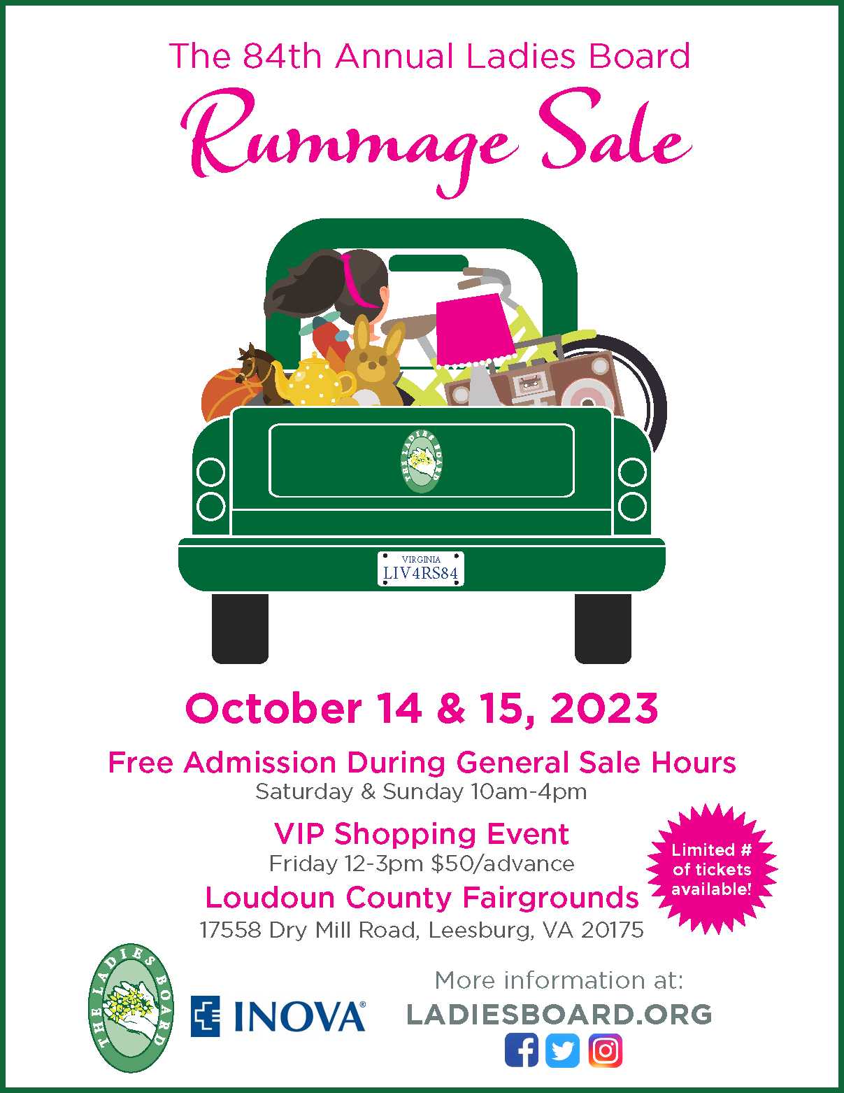 2023 Ladies Board Rummage Sale and Donation Poster